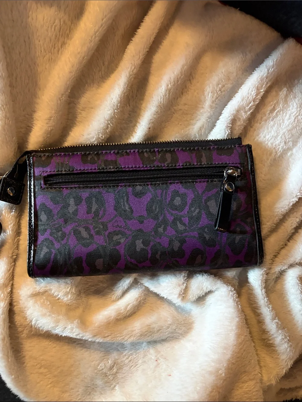 COACH Purple and Black Leopard Print Wristlet
